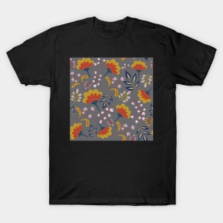 Folksy Flowers - Cherry blossoms and Marigold T-Shirt